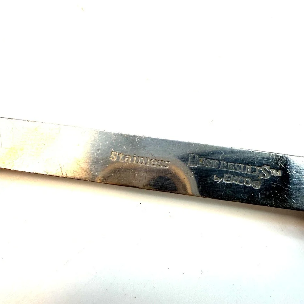Vintage Ekco BEST RESULTS Stainless Steel Soup Ladle Black Handle Made in USA‎